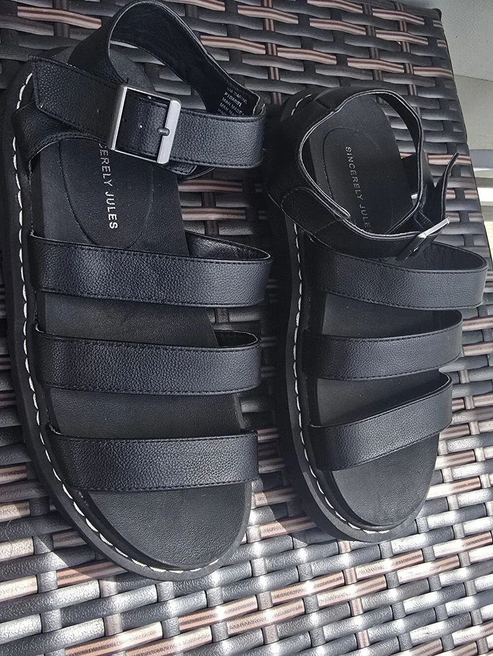 Darling Black Strappy Platform Sandals - Picture 4 of 9